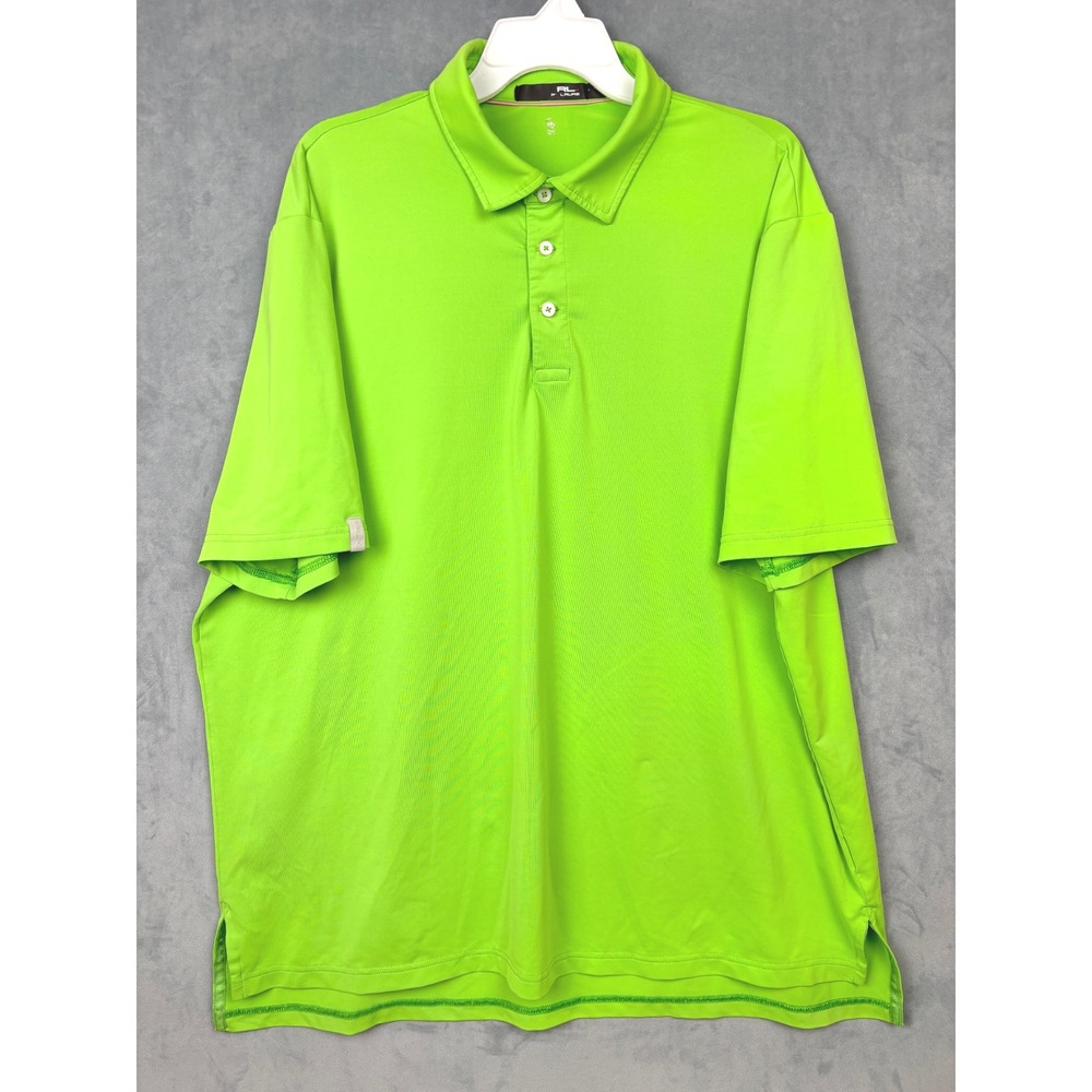 RLX Ralph Lauren Mens XL Lime Green Short Sleeve Wicking Golf Polo Shirt